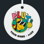 Pluto Retro Cool Summer Vibes Metal Ornament<br><div class="desc">Bring a splash of sunshine and retro flair to your daily routine with this eye-catching graphic! Featuring a playful, bold aesthetic inspired by classic 90s cartoons and pop art, this design showcases a cheerful Pluto rocking iconic shades alongside a tropical pineapple. With its bright primary colors—pink, red, yellow, and teal—and...</div>