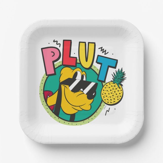 Pluto Retro Cool Summer Vibes Paper Plate (Front)