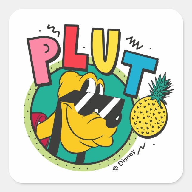 Pluto Retro Cool Summer Vibes Square Sticker (Front)