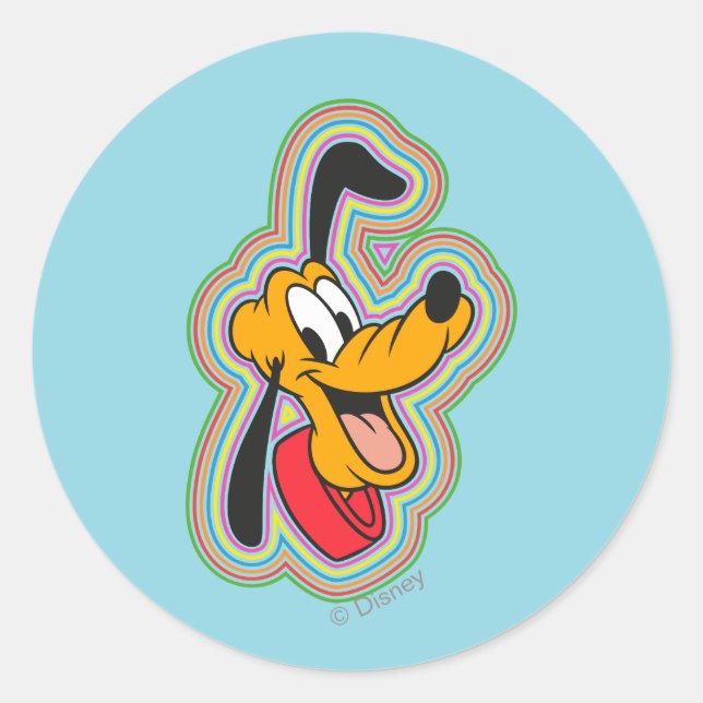 Pluto Retro Radiant Pop Art Classic Round Sticker (Front)