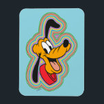 Pluto Retro Radiant Pop Art Magnet<br><div class="desc">Add a burst of energy and color to your world with this vibrant, multi-layered graphic! Featuring a joyful Pluto surrounded by a mesmerizing rainbow of radiating outlines, this design perfectly blends classic animation charm with a bold, 70s-inspired psychedelic aesthetic. The concentric rings of electric blue, bright pink, sunny yellow, and...</div>