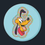Pluto Retro Radiant Pop Art Magnet<br><div class="desc">Add a burst of energy and color to your world with this vibrant, multi-layered graphic! Featuring a joyful Pluto surrounded by a mesmerizing rainbow of radiating outlines, this design perfectly blends classic animation charm with a bold, 70s-inspired psychedelic aesthetic. The concentric rings of electric blue, bright pink, sunny yellow, and...</div>