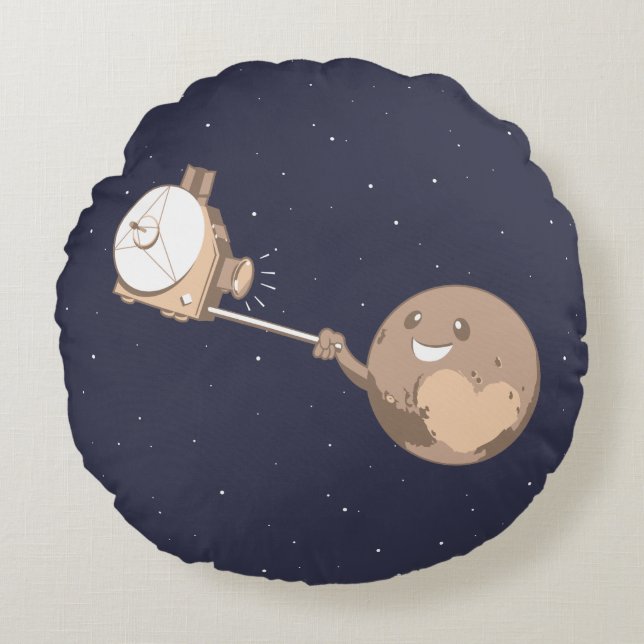 Pluto Selfie Round Pillow (Front)