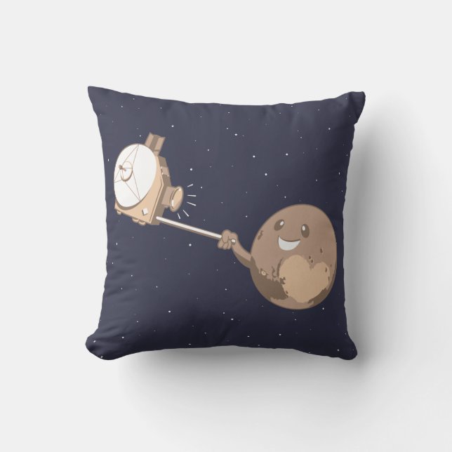 Pluto Selfie Throw Pillow (Front)