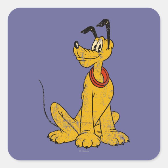 Pluto | Vintage & Distressed Square Sticker (Front)