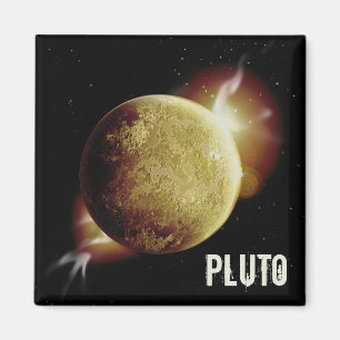 Pluto yellow planet 3d universe space illustration magnet
