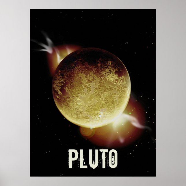 Pluto yellow planet 3d universe space illustration poster (Front)