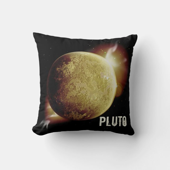 Pluto yellow planet 3d universe space illustration throw pillow (Front)