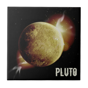 Pluto yellow planet 3d universe space illustration tile