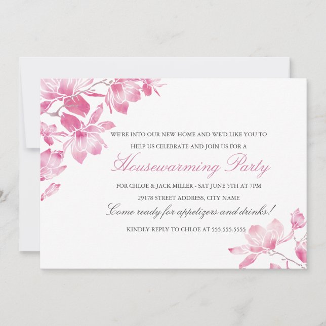 Plutôt rose Floral Foyer Fête Invitation (Devant)