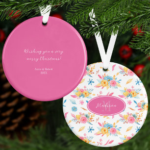 Plutôt rose Floral Personnalisé Salutation Arbre d