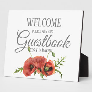 Plutôt Rouge Poppies Livre d'or Tabletop Plaque
