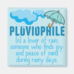 Pluviophile Rain Lover Pretty Blue Umbrella Magnet