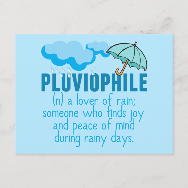 Pluviophile Rain Lover Pretty Blue Umbrella Postcard (Front)