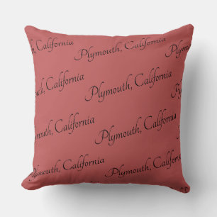 Plymouth, California repeat script name of town Throw Pillow