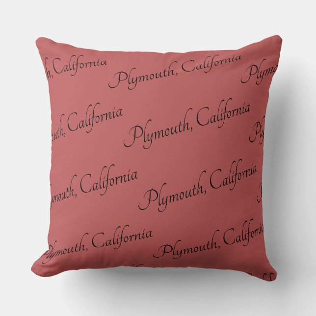 Plymouth, California repeat script name of town Throw Pillow (Front)