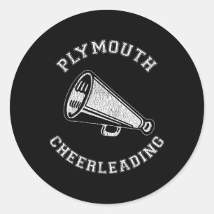 Plymouth Cheer Distressed Retro 90's Cheerleader Classic Round Sticker
