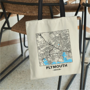 Plymouth, Devon City Map Tote Bag