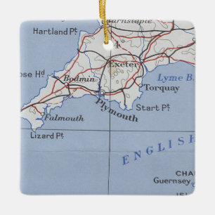 Plymouth England Vintage Map Ceramic Ornament