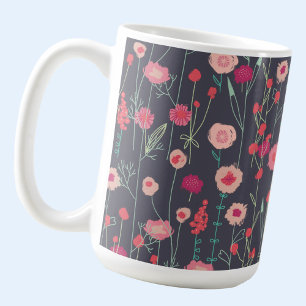 Plymouth Flowers Dark Boho Floral Painting Coffee Mug