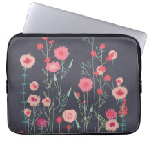 Plymouth Flowers Dark Boho Floral Painting Laptop Sleeve