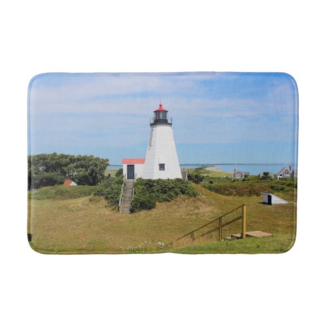 Plymouth Lighthouse, Massachusetts Large Bath Mat (Front)