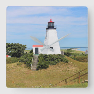 Plymouth Lighthouse, "the Gurnet" Massachusetts Square Wall Clock
