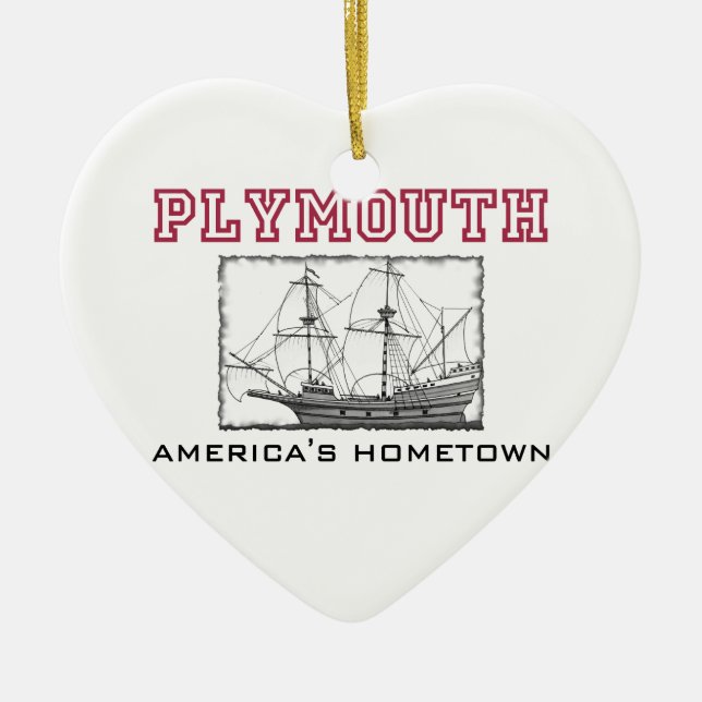 Plymouth, MA Ceramic Ornament (Front)