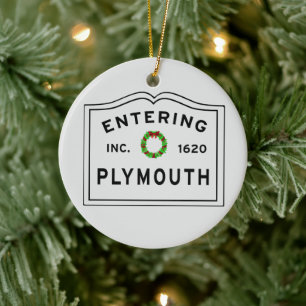 Plymouth, MA Vacances Wreath Ornement en céramique