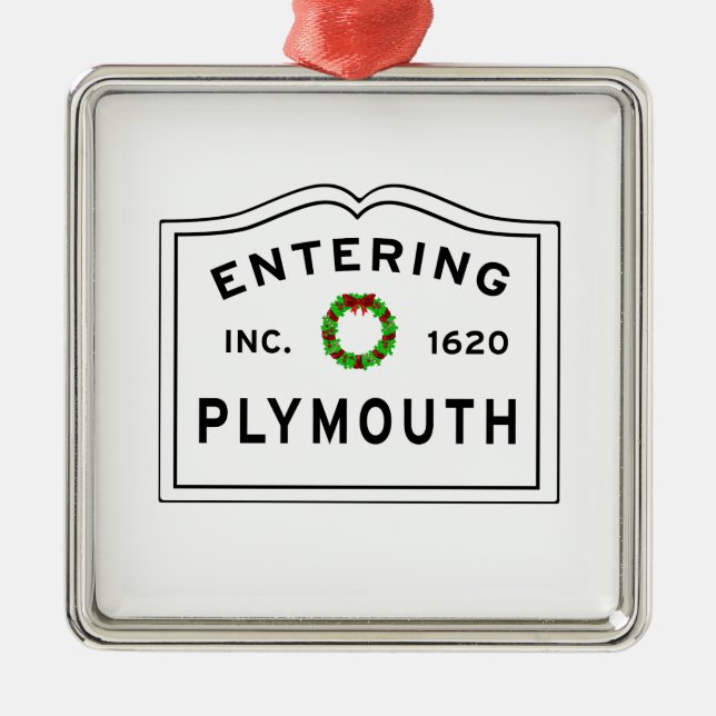 Plymouth, MA Vacances Wreath Ornement en céramique (Devant)