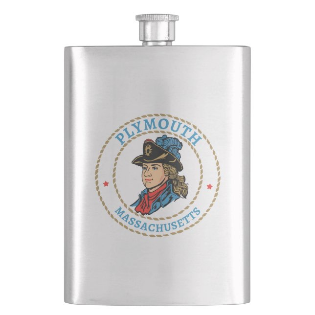 Plymouth Massachusetts Colonial Hip Flask (Front)