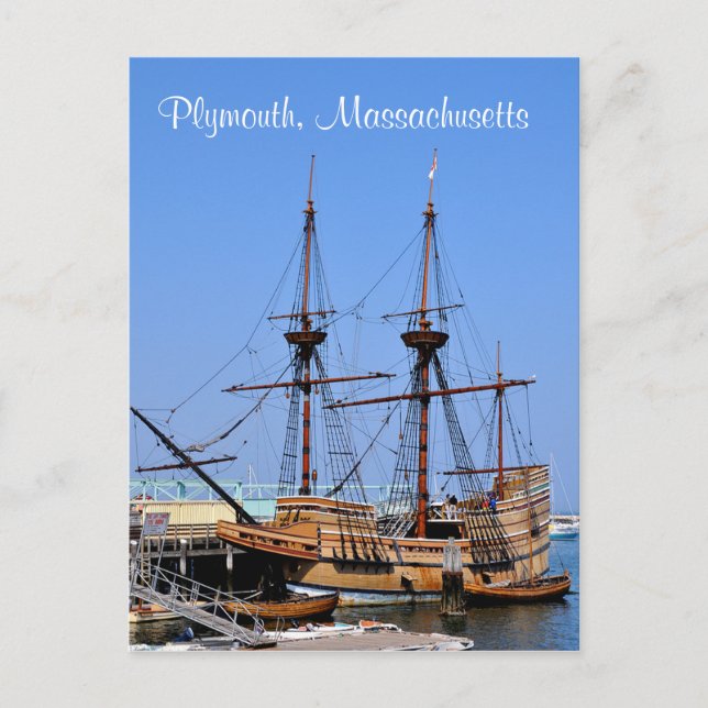 Plymouth Massachusetts Mayflower Ship Postcard (Front)