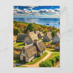 Plymouth Massachusetts Mayflower Ship vintage Postcard