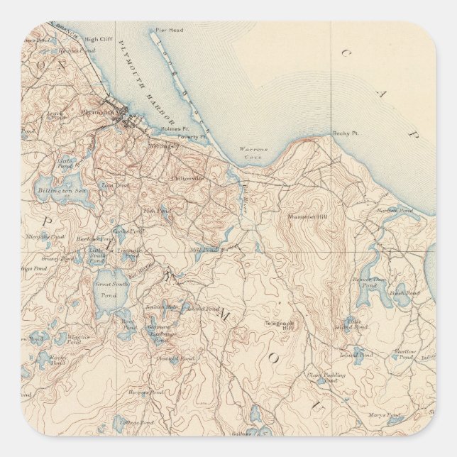 Plymouth, Massachusetts Square Sticker (Front)