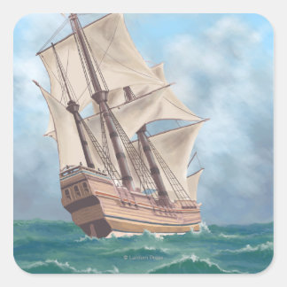 Plymouth, MassachusettsView of the Mayflower Square Sticker
