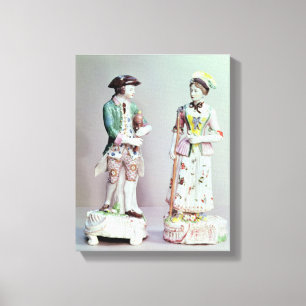 Plymouth porcelain shepherd and shepherdess canvas print