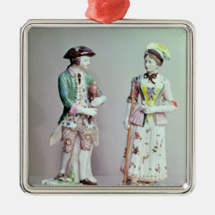 Plymouth porcelain shepherd and shepherdess metal ornament
