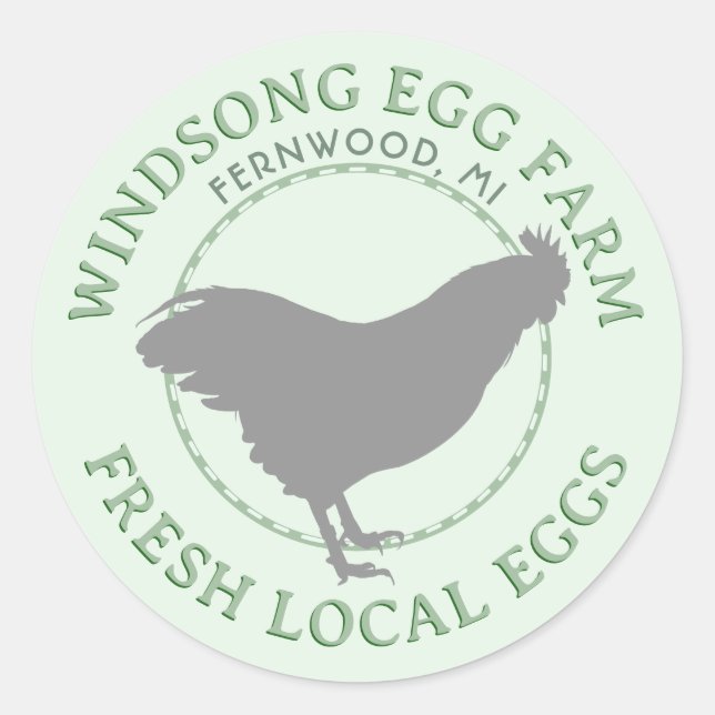 Plymouth Rock Hen Fresh Local Eggs Carton Label (Front)