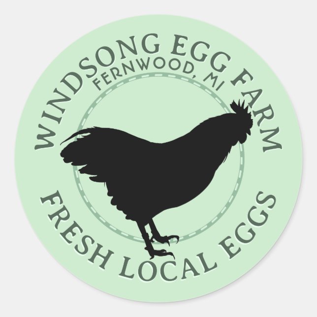 Plymouth Rock Hen Fresh Local Eggs Carton Label (Front)