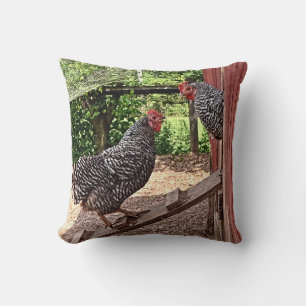 Plymouth Rock Hens Throw Pillow