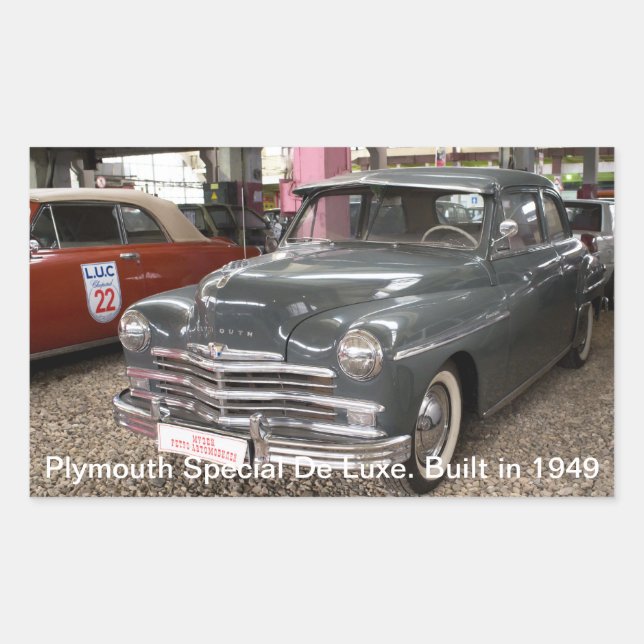 Plymouth Special De Luxe. Built in 1949 Sticker (Front)