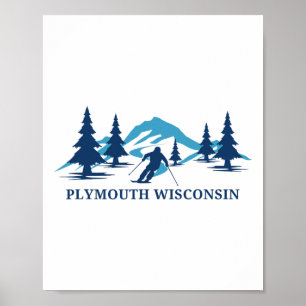 Plymouth Wisconsin Ski Resort Skiing Skier Poster