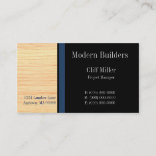 Plywood Construction Business Card, Marine Blue Business Card
