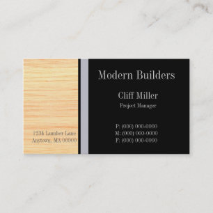 Plywood Construction Business Card, Silver Business Card