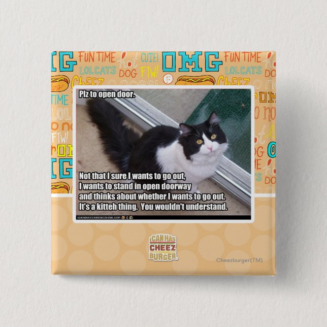 Plz to open door 2 inch square button (Front)