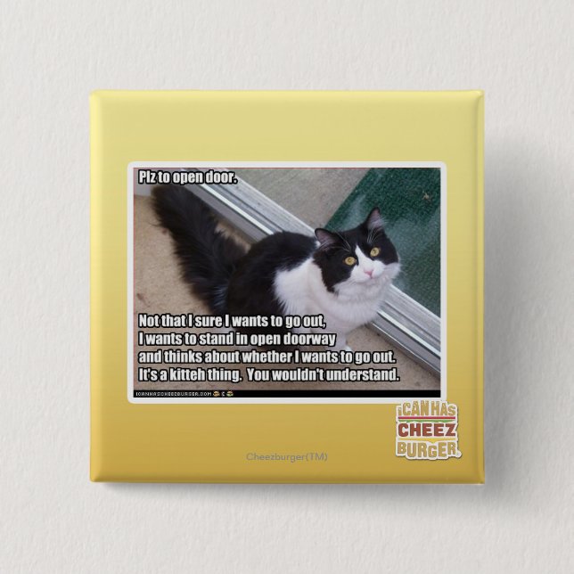 Plz to open door 2 inch square button (Front)