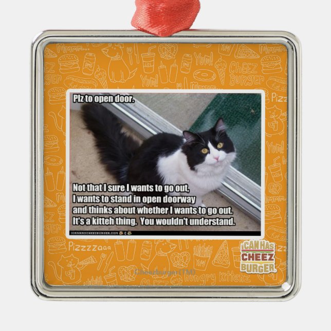 Plz to open door metal ornament (Front)