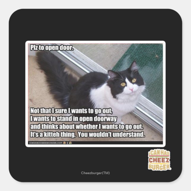 Plz to open door square sticker (Front)