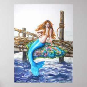 PMACarlson Mermaid on the Dock Poster