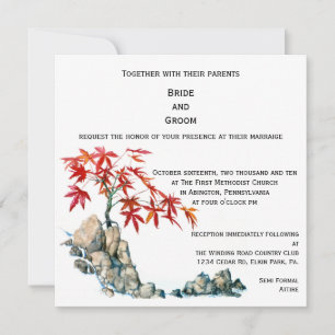 PMACarlson Red Maple Bonsai Wedding Invitation